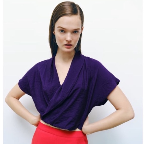 Zara | Tops | Zara Purple Wrap Top | Poshmark